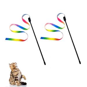 Colorful Cat Teaser Wand Set with Ribbons
