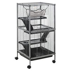 PawHut Small Animal Cage with Wheels and Hammock