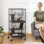 PawHut Small Animal Cage with Wheels and Hammock