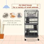 PawHut Small Animal Cage with Wheels and Hammock