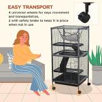 PawHut Small Animal Cage with Wheels and Hammock