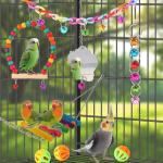 9-Piece Wooden Bird Toy Set for Parakeets