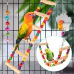 9-Piece Wooden Bird Toy Set for Parakeets