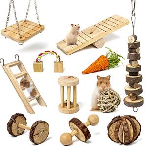 Labeol 11-Piece Natural Wooden Hamster Chew Toys