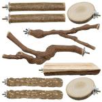 9 PCS Natural Wood Bird Perches Set