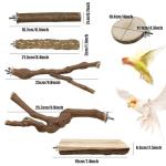 9 PCS Natural Wood Bird Perches Set