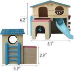 Blue Wooden Hamster Hideout with Climbing Slide