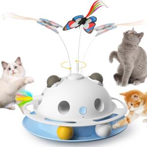 4-in-1 Interactive Cat Toy with Feathers and Catnip