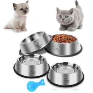 4 Pack Stainless Steel Non-Slip Pet Bowls