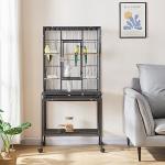 Spacious Metal Parrot Cage with Rolling Stand