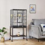 Spacious Metal Parrot Cage with Rolling Stand