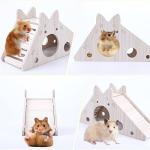 TIESOME Wooden Hamster House with Ladder and Slide