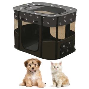 Portable Pet Playpen & Soft Dog Crate, Black