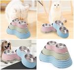 Double Dog Bowls with Non-Slip Base and Scoop