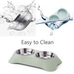 Non-Slip Stainless Steel Double Dog Bowl with Spoon