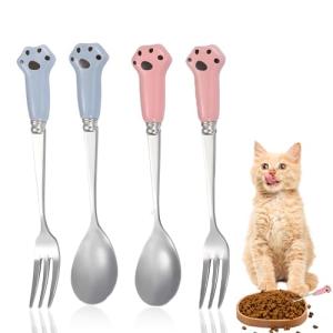 4-Pack Cute Pet Food Forks and Spoons Set