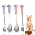 4-Pack Cute Pet Food Forks and Spoons Set