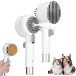 Double-Sided Cat Grooming Brush with Release Button