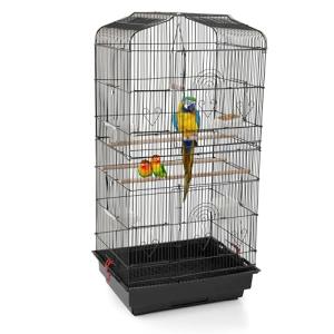 Spacious Black Metal Bird Cage for Small Birds