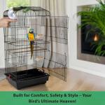 Spacious Black Metal Bird Cage for Small Birds