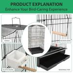 Spacious Black Metal Bird Cage for Small Birds