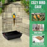 Spacious Black Metal Bird Cage for Small Birds