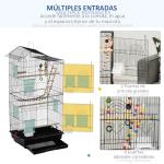 PawHut Multi-Door Bird Cage with Feeders & Perches