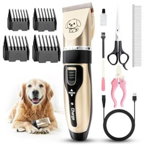 Rechargeable Low Noise Dog Clippers with Guide Combs