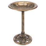 Outdoor Round Bird Bath in Rustic Bronze