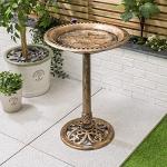 Outdoor Round Bird Bath in Rustic Bronze
