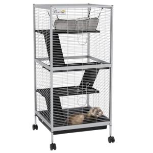 PawHut Small Animal Cage with Wheels and Hammock