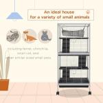PawHut Small Animal Cage with Wheels and Hammock