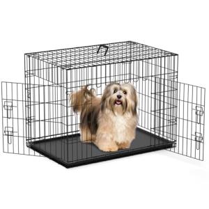 Nobleza 24in Folding Metal Dog Crate with 2 Doors