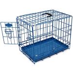 Blue Metal Dog Cage with Removable Tray, Small