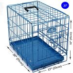 Blue Metal Dog Cage with Removable Tray, Small