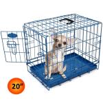 Blue Metal Dog Cage with Removable Tray, Small