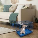 Blue Metal Dog Cage with Removable Tray, Small