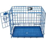 Blue Metal Dog Cage with Removable Tray, Small