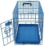Blue Metal Dog Cage with Removable Tray, Small