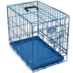 Blue Metal Dog Cage with Removable Tray, Small