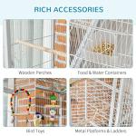 PawHut 3-Tier Bird Cage with Wheels and Toys