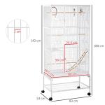 PawHut 3-Tier Bird Cage with Wheels and Toys