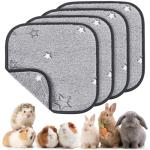 PICK FOR LIFE 4 PCS Guinea Pig Fleece Cage Liner Leakproof Guinea Pig Mats Pee Pads Washable Pet Blankets Soft Absorbent for Small Animal Rabbit Ferret Hamster Chinchillas Hedgehog Puppy, 30 x 30 cm
