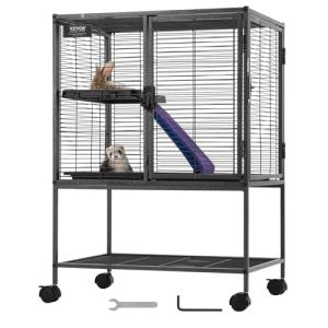 VEVOR 34" Rolling Metal Ferret Cage, Large 2-Tier Critter Nation Cage, Small Animal Cage with Ramps & Tray, Easy to Set up for Pet Mice, Hamster, Guinea Pig, Chinchilla, Squirrel, Hedgehogs, Bunny