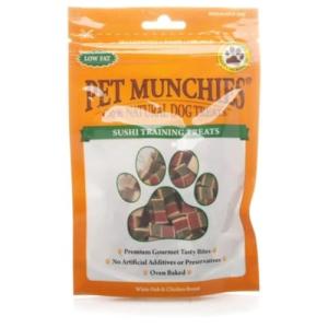 Pet Munchies Sushi Dog Training Treats, Oven Baked Tasty Bites with Natural Real Meat, Low in Fat 50g