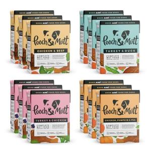 Pooch & Mutt - Variety Pack of Complete Wet Dog Food, Dry Dog Food Topper, 12x375g