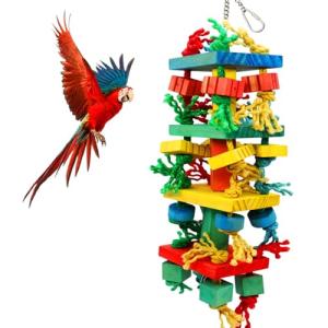 Multicolored Wooden Bird Chewing and Climbing Toy