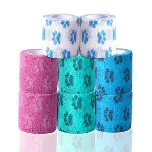 Self-Adhesive Vet Bandage Wrap for Pets - 8 Rolls