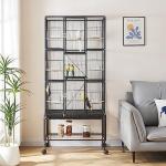 Large Metal Parrot Cage with Rolling Stand Black
