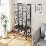 Large Metal Parrot Cage with Rolling Stand Black
